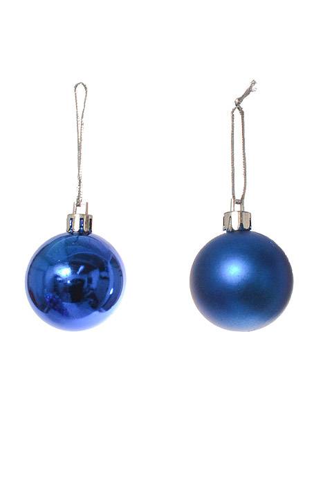 40mm Shiny & Matte Plastic Ball Ornament Royal Blue Pkg/12