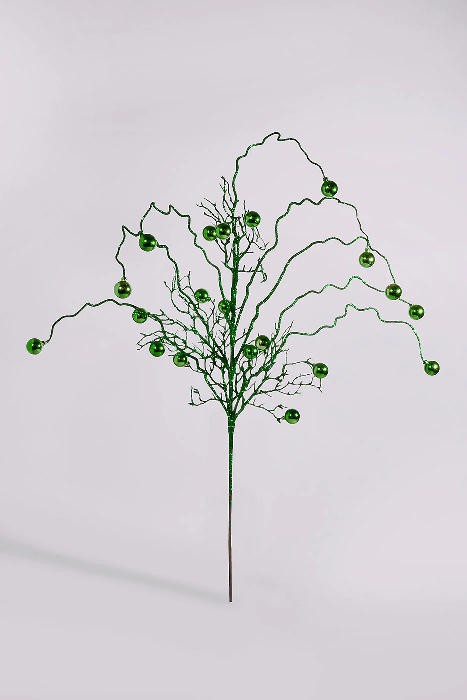 42" Ball And Glitter Twig Dark/Green Spray