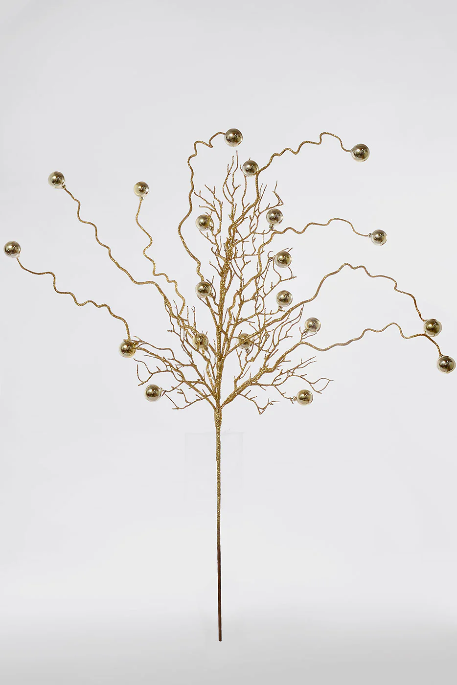 42" Ball And Glitter Twig Light/Gold Spray
