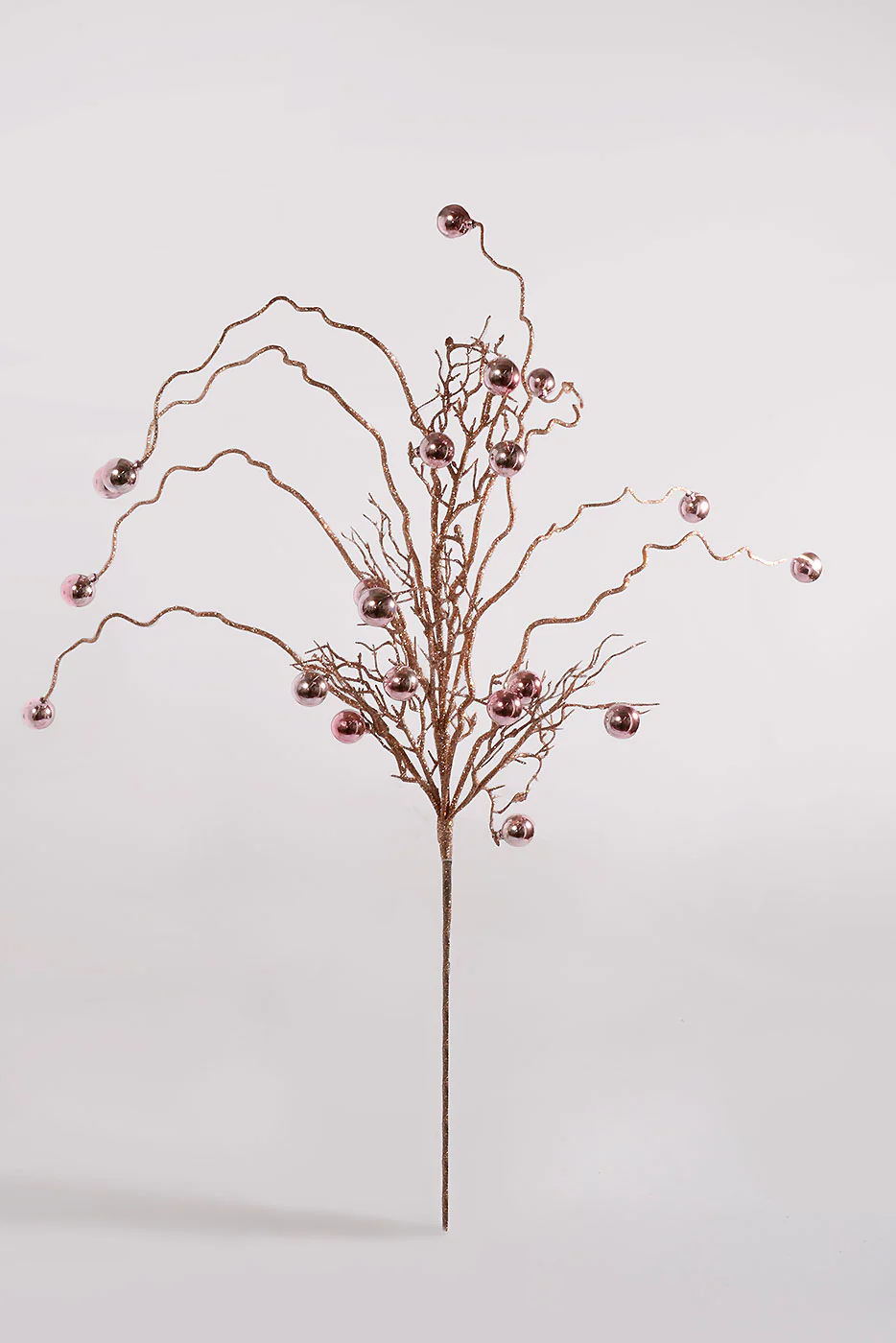 42" Ball And Glitter Twig Rose/Gold Spray