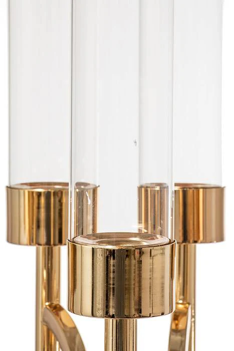 42" Metal 8-lite Candle Holder W/Glass Gold - Image 2