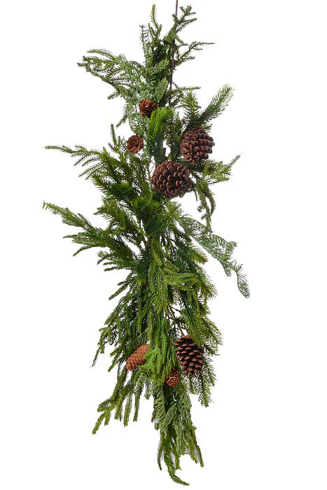 42" Real Touch Norfolk/Spruce/Juniper Swag Natural Green