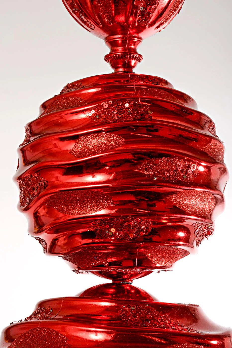 43'' Plastic Jumbo Teardrop Ornament with Glitter/Sequin Red - Image 2