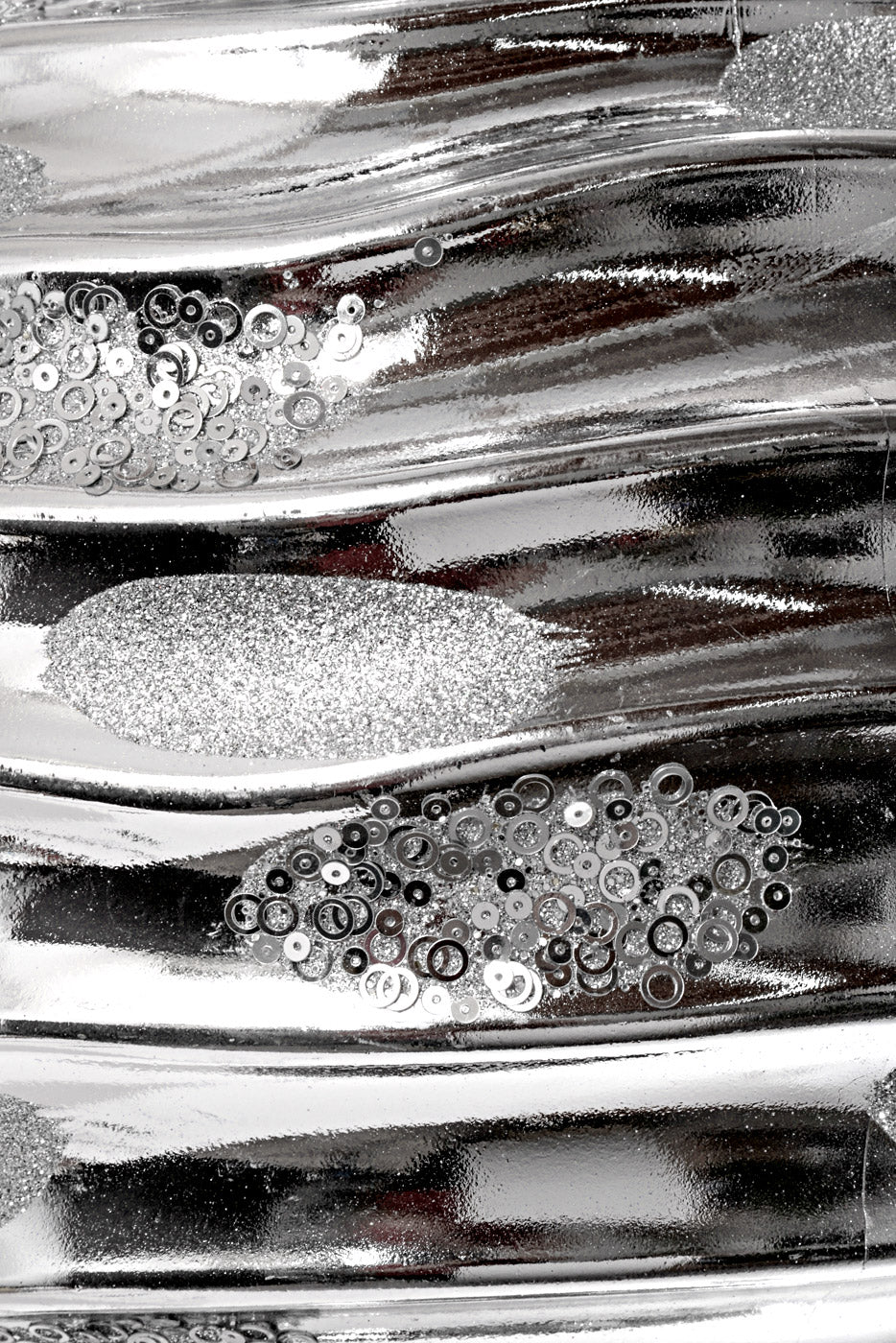 43''Plastic Jumbo Teardrop Ornament with Glitter/Sequin Silver - Image 3