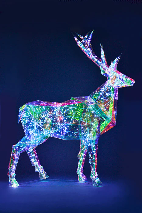 44" X 57" Lighted Standing Deer Iridescent Clear - Image 4