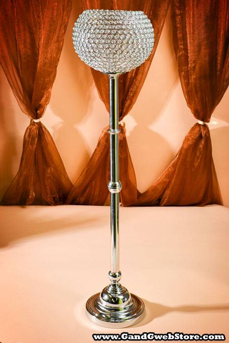 46.5" X 11" Bead Candle Holder Clear - Image 2