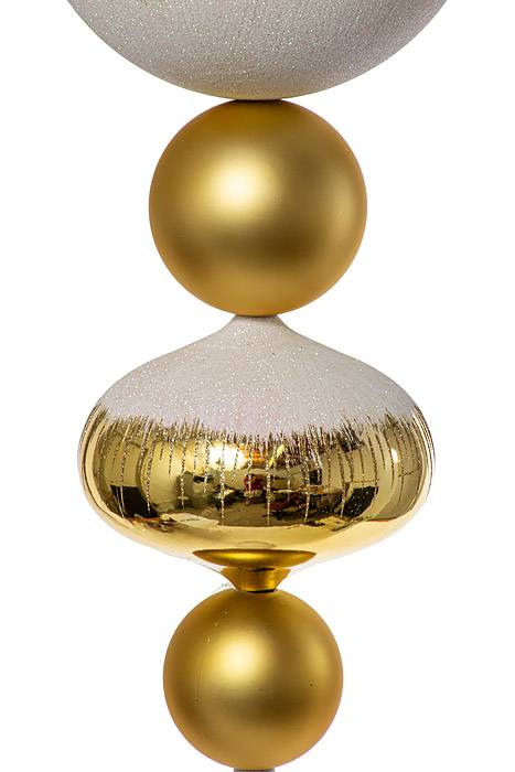 46" Jumbo Ornament W/Glitter Shiny/Matte Gold - Image 2