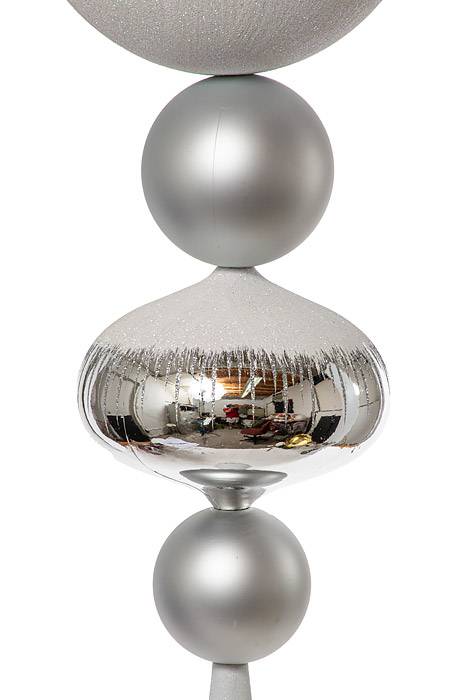 46" Jumbo Ornament W/ Glitter Shiny/Matte Silver - Image 2
