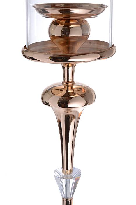 47" Single Lite Candle Holder W/glass Gold - Image 2