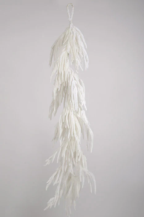 48" Artificial Real Touch Flocked White Norfolk Pine Garland White Snow