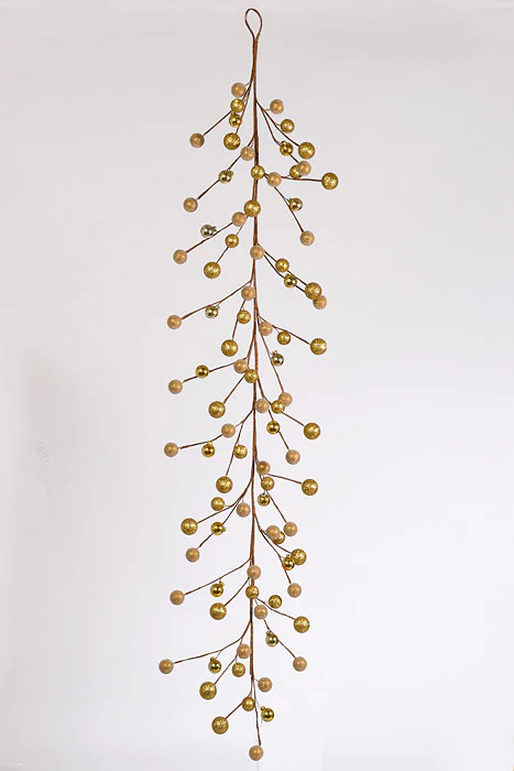 48" Bead Shiny Matte Ball Garland Gold