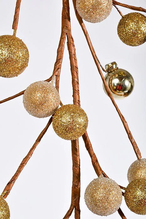 48" Bead Shiny Matte Ball Garland Gold - Image 2
