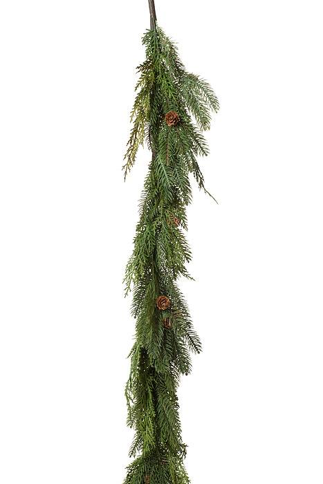 48" Just Cut Plas Woodland Pines Garland Natural/frosted