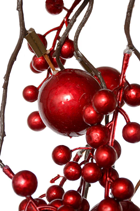 48" Metallic Berry Ball Hanger Red - Image 2