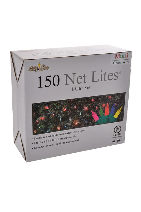 4Ft X 6Ft 150 Lights Net Lites Green/Wire Multi - Image 4