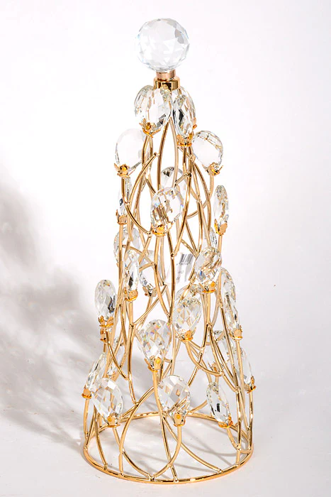 5.25" x 13.5" Jeweled Cone Tree Gold/Clear