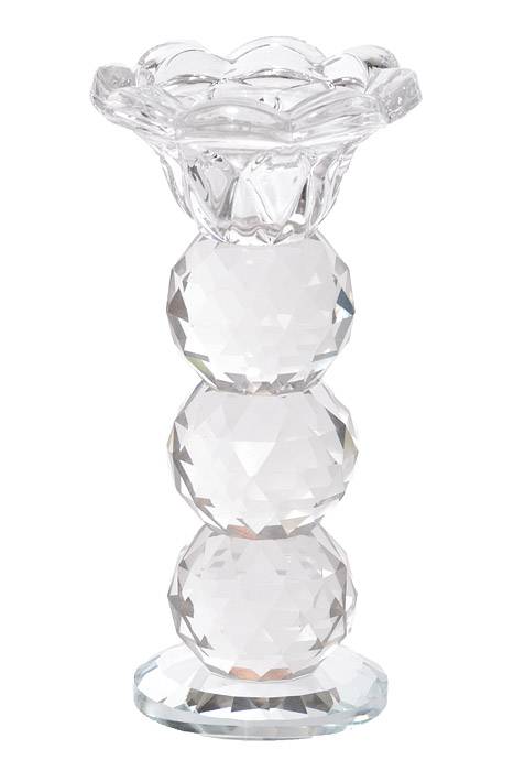 5.4" Crystal Sigle Lite Candle Holder Clear