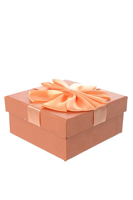 5"/ 5.75"/ 6.5" Sq Gift Box W/bow Copper - Image 2