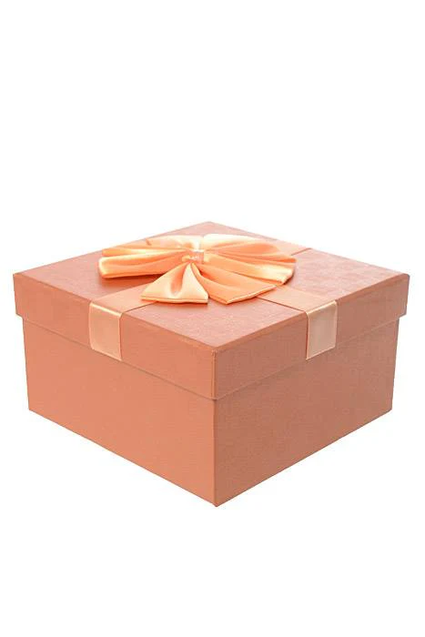 5"/ 5.75"/ 6.5" Sq Gift Box W/bow Copper - Image 4