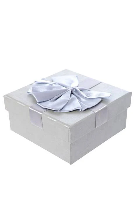5"/ 5.75"/ 6.5" Sq Gift Box W/bow Gray - Image 2