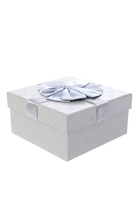 5"/ 5.75"/ 6.5" Sq Gift Box W/bow Gray - Image 3