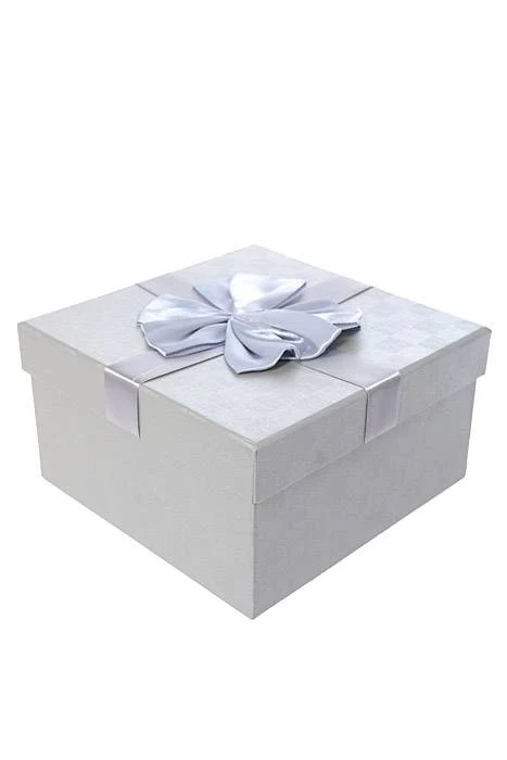 5"/ 5.75"/ 6.5" Sq Gift Box W/bow Gray - Image 4