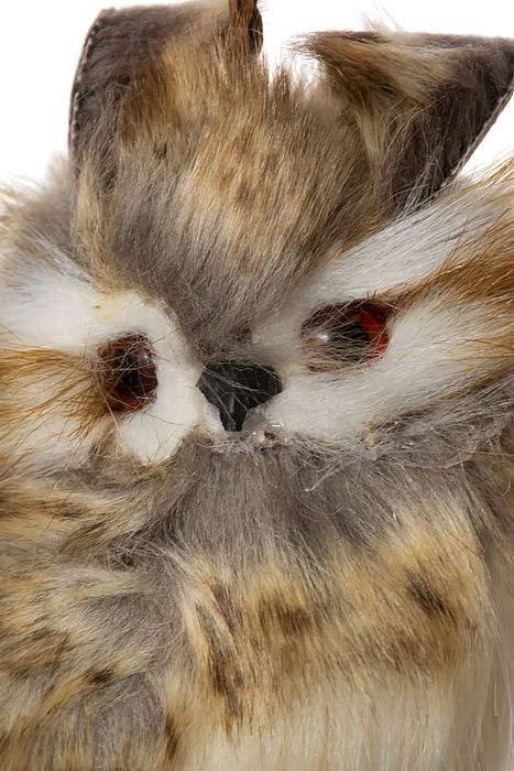 5.5" Brown Furred Hoot Owl Ornament Nat - Image 2