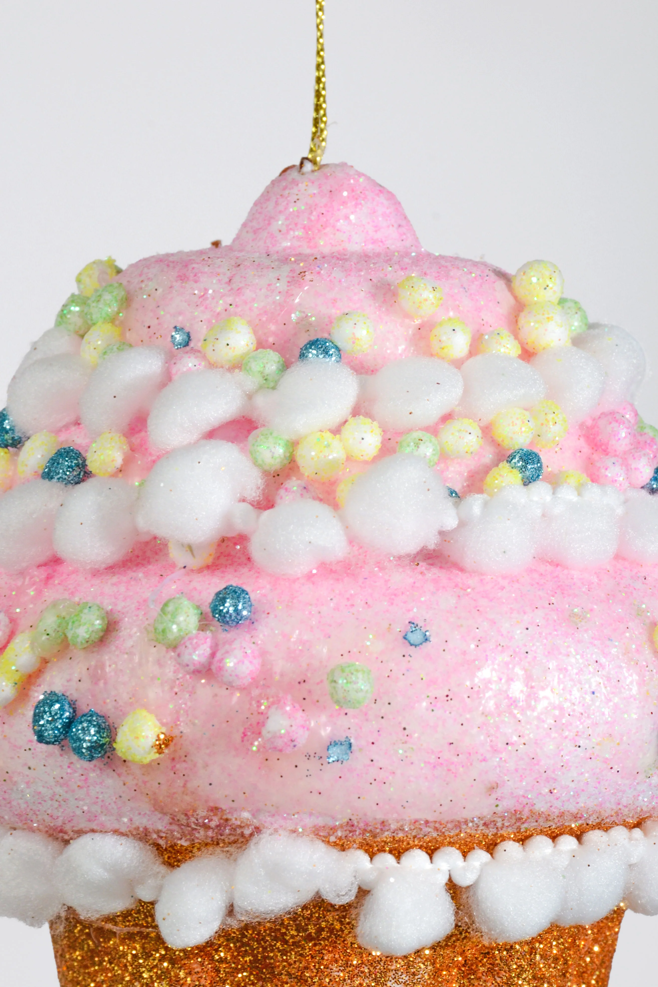 5.5" Glitter/Sparkling Foam Cup Cake Ornament Pink - Image 2