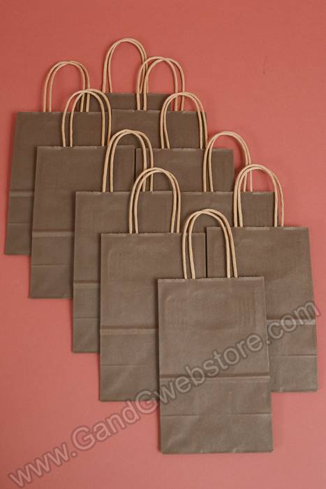 5.5" X 3.5" X 8.5" Rose Kraft Shopping Bag Chocolate Pkg/10 - Image 2