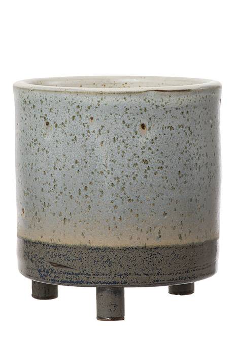 5.5" X  6.75" Lova Footed Pot Blue