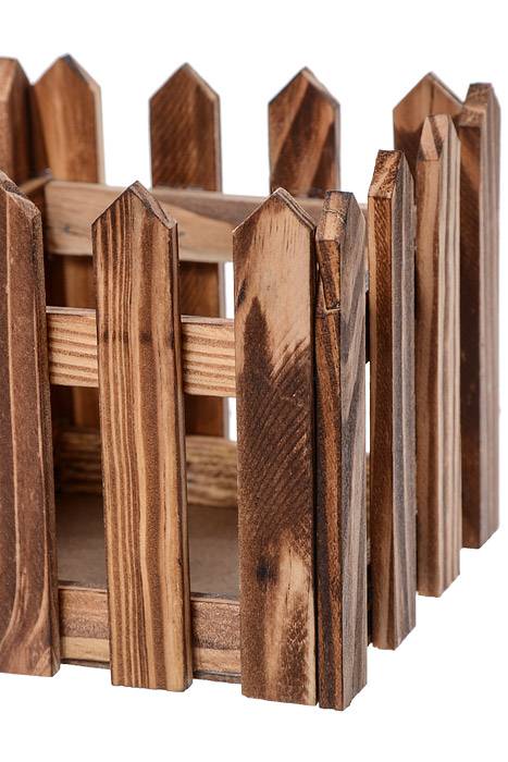 5"/ 6.25" Wood Picket Fence Planter Brown - Image 3