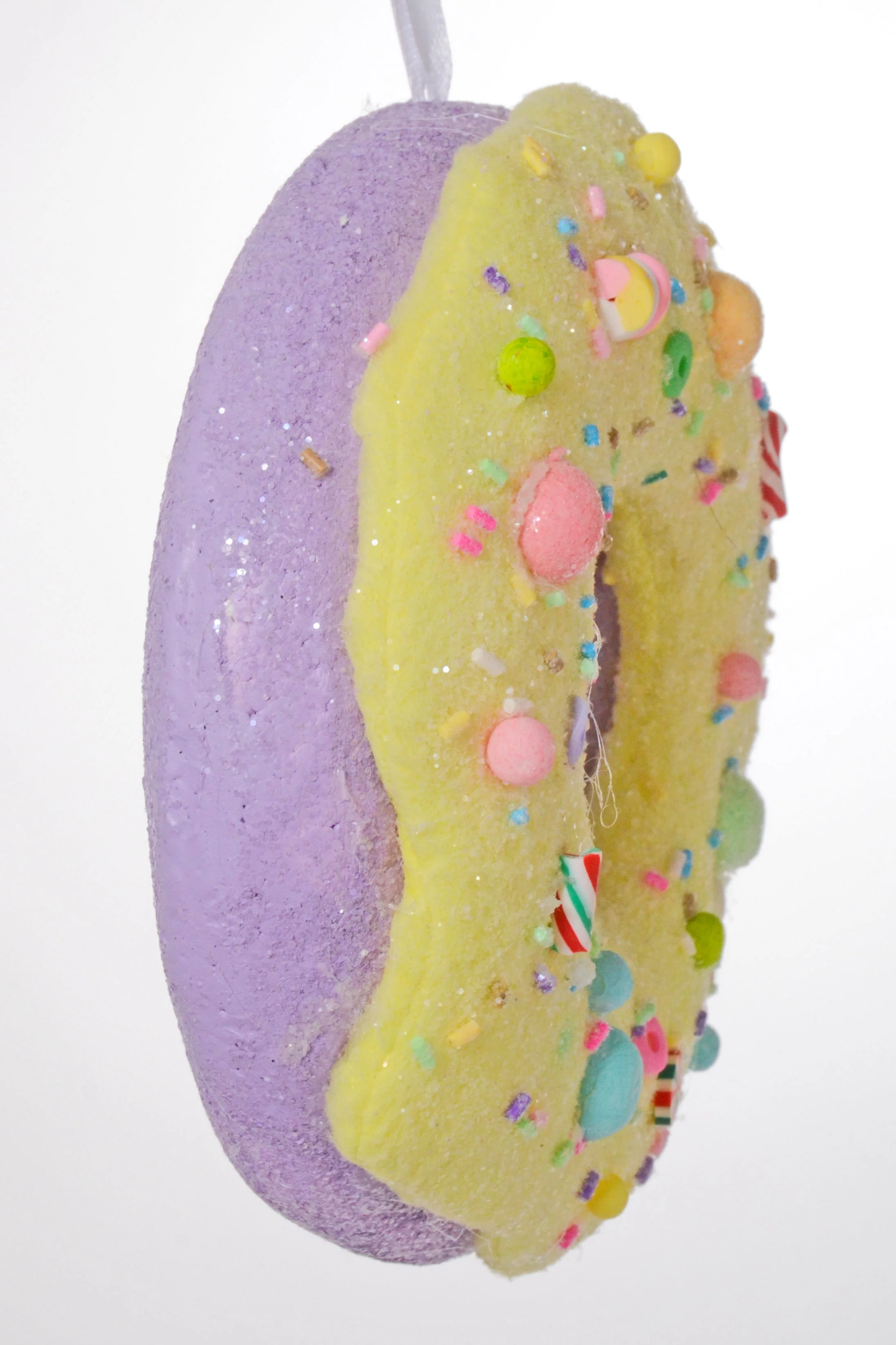 5.75" Donut Ornament Yellow/Lavender - Image 2
