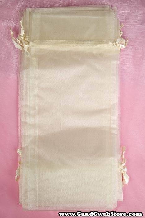 5.75" X 12.5" Organza Pouch Ivory Pkg/12 - Image 2