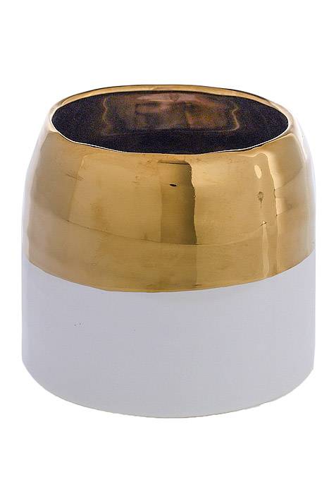5.75" X 5" Claire Pot White/Gold