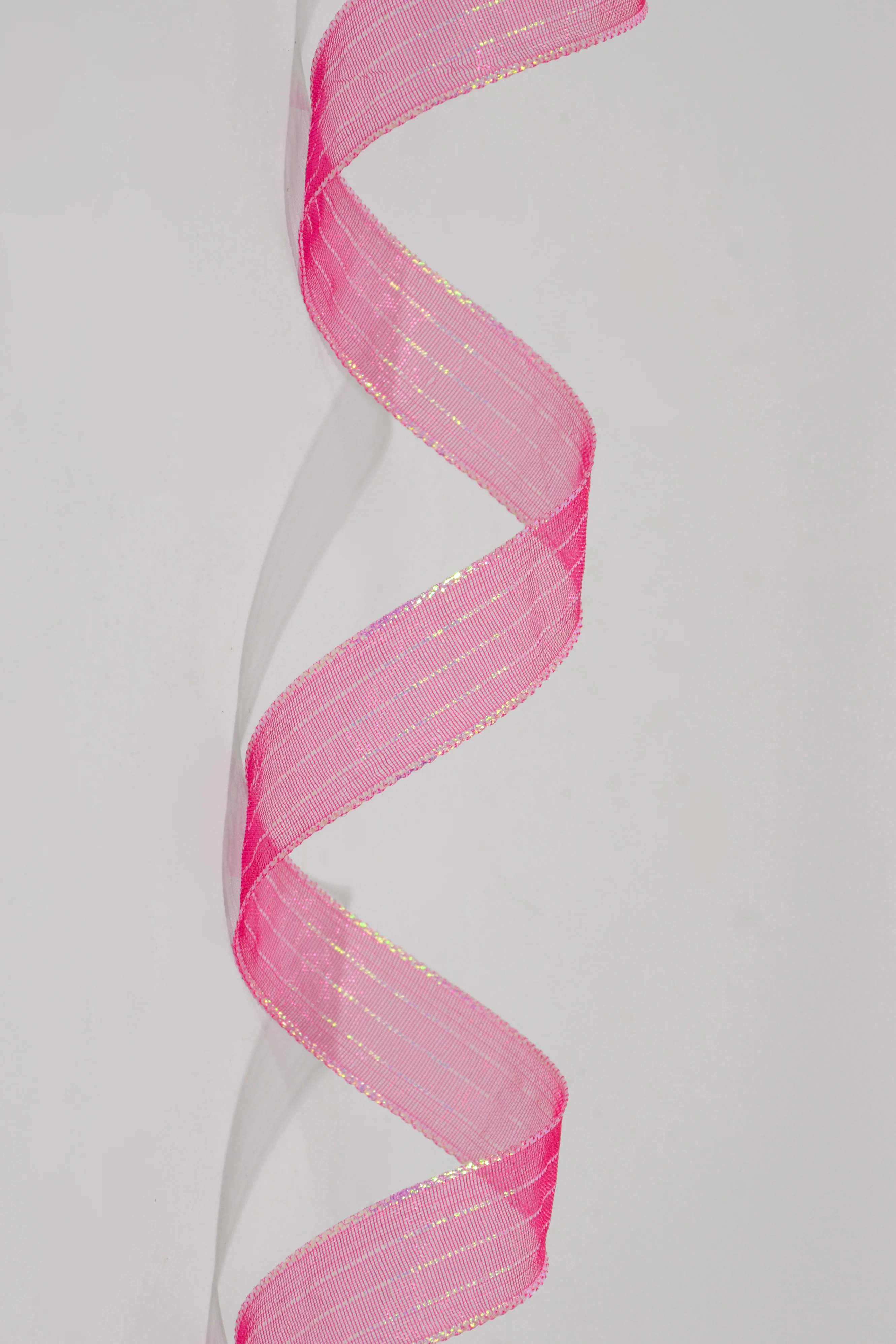 5/8" X 50Yds Metallic Pinstripe Sheer Ribbon Fuchsia/Iridescent
