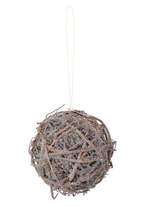5" Frosted Vine Ball Ornament Natural/Frosted