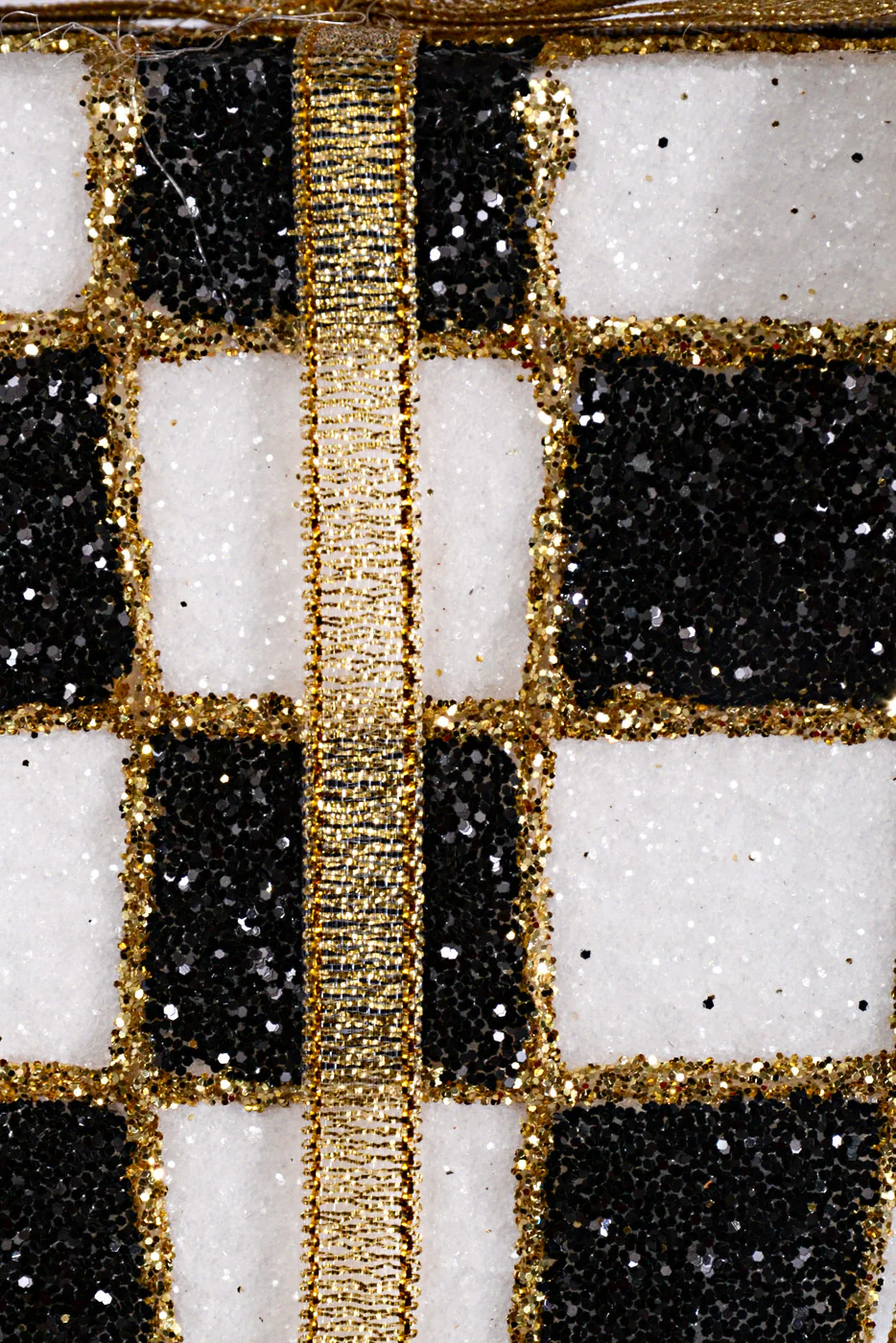 5'' Harlequin Package with Squares Ornament Black/White - Image 3