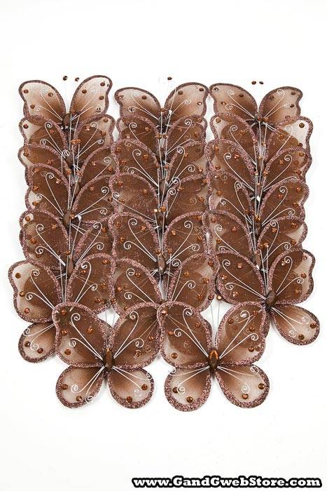 5" Wired Decoration Butterfly Dark Brown Pkg/20 - Image 2