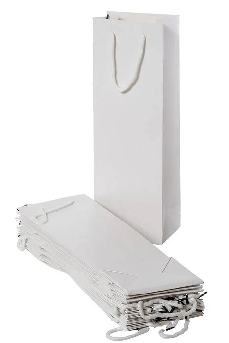 5" X 14" X 3.5" Wine Paper Bags W/rope White Pkg/12 - Image 2