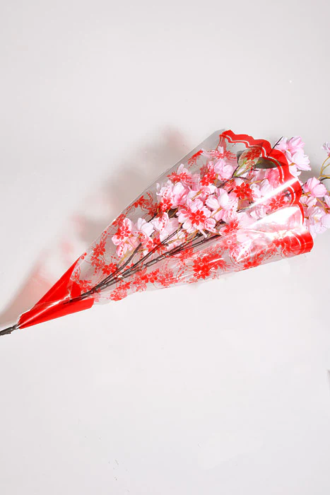 5" X 16" X 18" Printed Floral Sleeves Red/Clear Pkg/50 - Image 2
