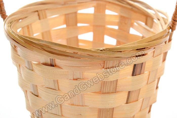 5" X 4" Round Bamboo Basket (Natural) Pkg/12 - Image 3