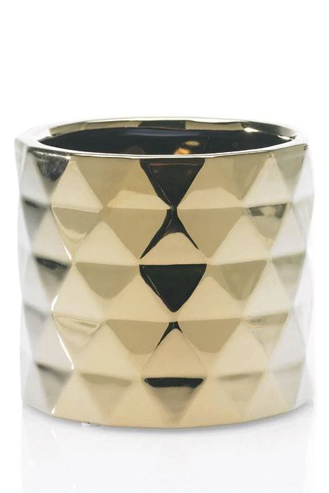 5" X 5.75" Ceramic Architect Pot Gold