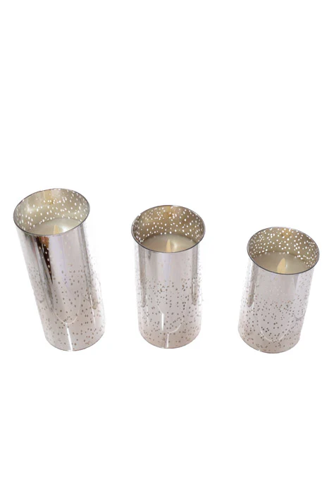 5" X 6" X 7" Mercury Glass Candle Holder (Silver) Set/3 - Image 2
