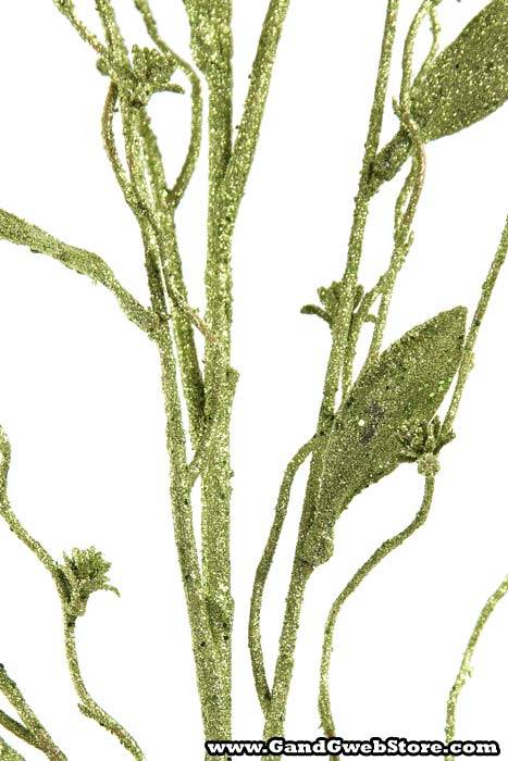 50" Glitter Willow Spray W/leaf Green - Image 2