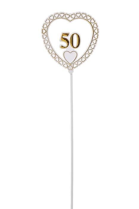 50 Heart Sign W/stick Gold/white Pkg/12 - Image 2
