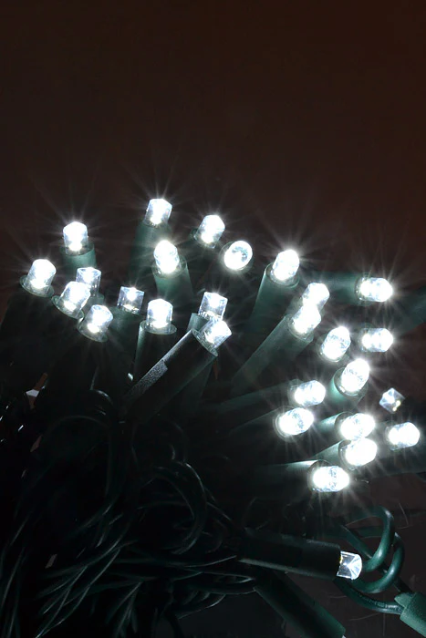 50Ft Ultra 100 Light 5Mm Led With Green Wire Light Set Cool White