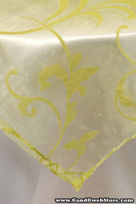 54" X 3yds Sheer/flocked Damask Sheet Olive - Image 2