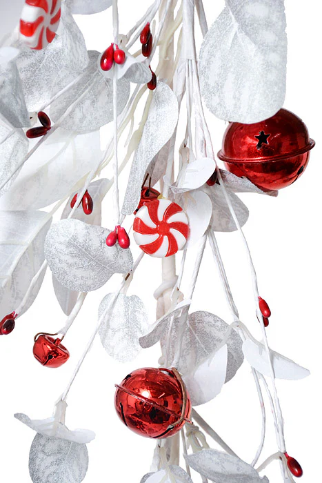 5Ft Eucalyptus Bell Garland White/Red - Image 2