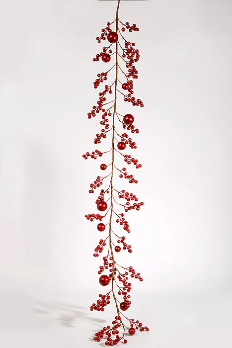 5Ft Metallic Ball Garland Red