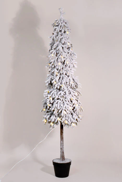 5Ft Snow Pine Tree In Pot With Lights & USB Cable Green/White - Image 5